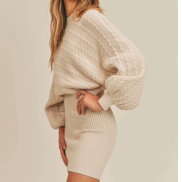 NWT SAGE The Label Cream Sweater Knit Dress - Picture 2 of 3